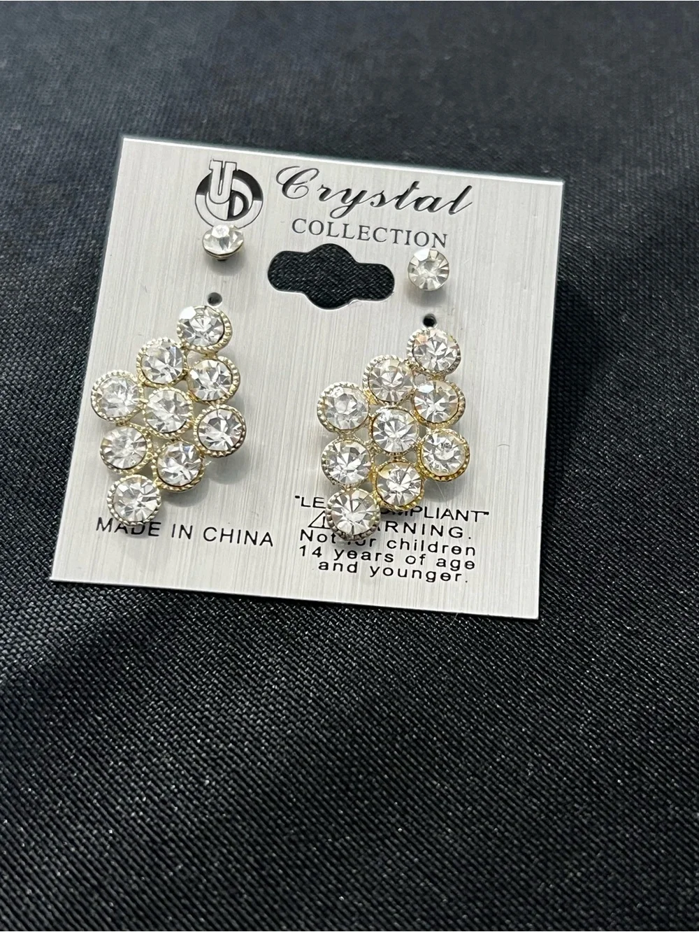 Gold-Tone Clear Crystal Cluster Earrings